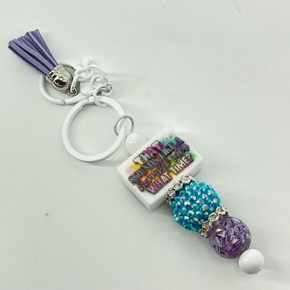 Keychain purse charm Beaded Keychain For Women, Bar Keychain, Silicone bead keyc - Picture 4 of 7